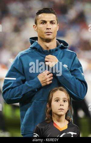 Madrid, Spanien. 13 Sep, 2017. Cristiano Ronaldo (Real Madrid), in der Tätigkeit während der UEFA Champions League Spiel zwischen Real Madrid und Apoel FC auf Santiago Bernabeu am 13. September 2017 in Madrid Credit: Jack Abuin/ZUMA Draht/Alamy leben Nachrichten Stockfoto