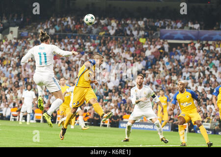 Madrid, Spanien. 13 Sep, 2017. Gareth Bale (mittelfeldspieler; Real Madrid) in Aktion während der UEFA Champions League Spiel zwischen Real Madrid und Apoel FC auf Santiago Bernabeu am 13. September 2017 in Madrid Credit: Jack Abuin/ZUMA Draht/Alamy leben Nachrichten Stockfoto