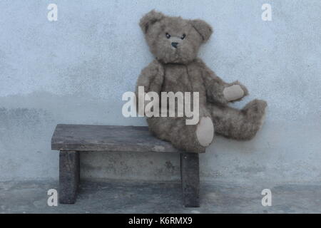 Teddy auf den Sitz setzen Stockfoto
