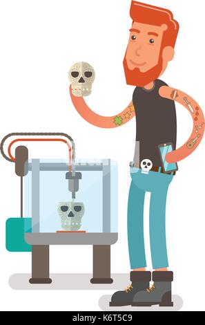 Generation Y, tausendjährigen Arbeiten in 3D-Druck starten Stock Vektor