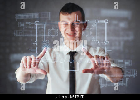 Die Person im Vorstand einer finanziellen Dashboards mit den wichtigsten Indikatoren der Entwicklung an den Aktienmärkten und Business Intelligence. Stockfoto