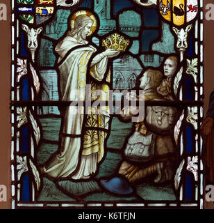 Weltkrieg Memorial Glasmalerei, St. Mary's Church, Anstey, Leicestershire, England, Großbritannien Stockfoto