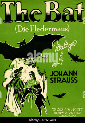 STRAUSS, Johann (II) - DIE FLEDERMAUS Brief von Score für Walzer aus Die Fledermaus (The Bat). Veröffentlicht von Paxton Der oesterreichische Komponist, Dirigent und Geiger (1825-1899) Stockfoto