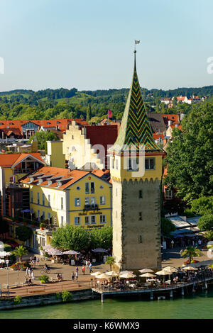 Mangturm am Hafen, Lindau am Bodensee, Schwaben, Bayern, Deutschland Stockfoto