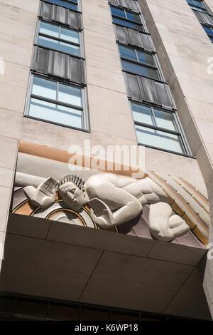 Das Rockefeller Center, Klang und Licht, Low-res-Panel, 30 Rockefeller Plaza, NYC Stockfoto