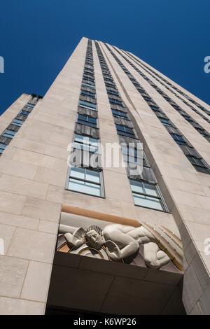 Das Rockefeller Center, Klang und Licht, Low-res-Panel, 30 Rockefeller Plaza, NYC Stockfoto