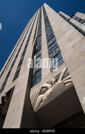 Das Rockefeller Center, Klang und Licht, Low-res-Panel, 30 Rockefeller Plaza, NYC Stockfoto