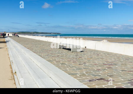 See Defense Wand an der hübschen Küstenort Landrethun-le-Nord in der Region Pas-de-Calais im Norden Frankreichs Stockfoto