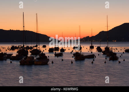 Einen schönen Sonnenuntergang der Hafen von Lerici, Ligurien, Italien, photoarkive Stockfoto