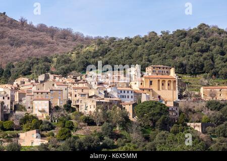 Frankreich, Haute Corse, Balagne, Überblick über das Dorf Muro Stockfoto