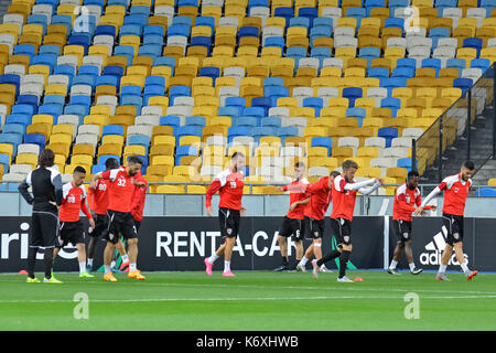 Kiew, Ukraine. 13 Sep, 2017. Skenderbeu Korca Training vor dem Spiel mit dem FC Dynamo Kiew in der UEFA Europa League an der Olimpiyskiy Stadion in Kiew Quelle: Alexandr Gusew/Pacific Press/Alamy leben Nachrichten Stockfoto