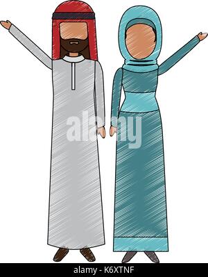 Muslimischen paar Avatare Zeichen Stock Vektor
