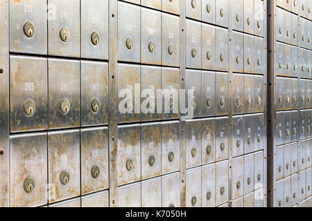 Wand Der Safe Boxen in einer Bank Stockfoto