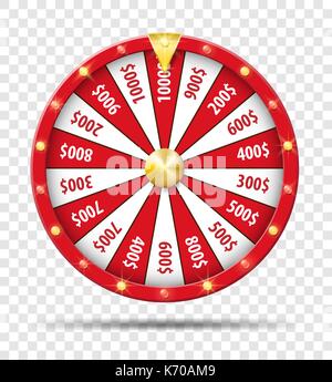 Red Wheel Of Fortune isoliert auf transparenten Hintergrund. Casino Lottery Glück Spiel. Win fortune Wheel roulette. Vector Illustration. Stock Vektor