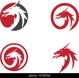 Kopf dragon flachen Farbe logo template Vector Illustration Stock Vektor