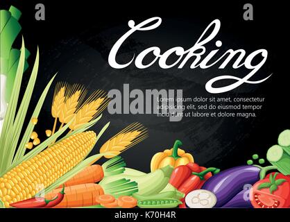 Kochen Sammlung Hintergrund Salz Pfeffer Gewürze Frische cartoon verschiedene Gemüse auf weißen Hintergrund für Magazin Buch poster Karte Männern verwendet, isoliert Stock Vektor