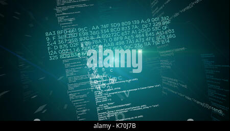 Grosse Daten und Computer Programmierung Code auf grünem Hintergrund. Abstrakte Konzept der Informationen, Cyberspace und Technologie. Stockfoto