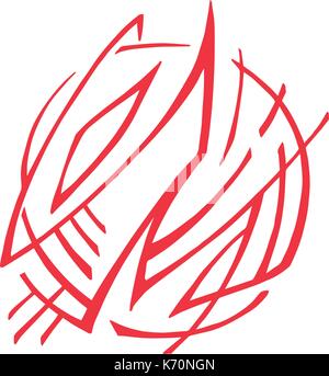 Hand gezeichnet vector Abbildung oder Zeichnung eines abstrakten Feuer flammen Symbol oder Logo Stock Vektor