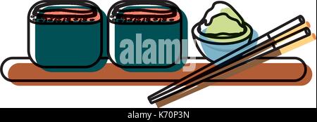Bunte Sushi auf weißem Hintergrund Vector Illustration Stock Vektor