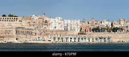 Panoramablick auf die Altstadt von Valletta, die Hauptstadt von Malta. Stockfoto
