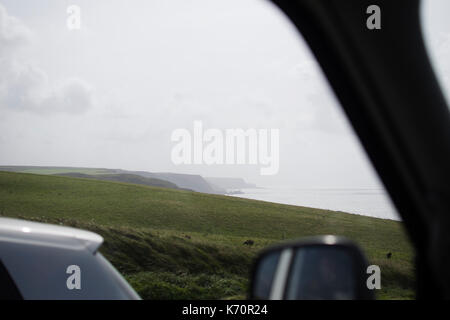Ansicht der englischen Küste, als Beifahrer in einem Wohnmobil. Harriet baggley Stockfoto