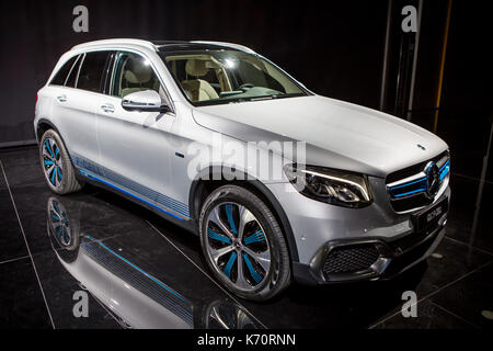 Frankfurt, Deutschland. September 2017. Internationale Automobil-Ausstellung 2017, Pressetag: Mercedes GLC F-Cell, Plug-Hybrid Premium SUV mit Brennstoffzellen- und Batterieleistung. Quelle: Christian Lademann Stockfoto