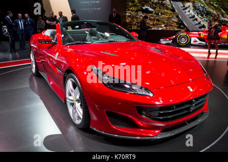 Frankfurt, Deutschland. September 2017. Internationale Automobil-Ausstellung 2017 (IAA, Internationale Automobil-Ausstellung), Pressetag: Ferrari Portofino. Quelle: Christian Lademann Stockfoto