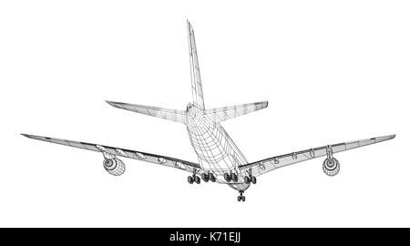Flugzeug in wire-frame Stil Stock Vektor