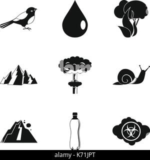 Katastrophe in der Natur Icon Set, einfachen Stil Stock Vektor