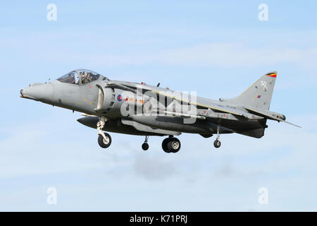 RAF Harrier von 4 Squadron Ansatz in die RAF Cottesmore im Jahr 2008, wenige Jahre vor dem Harrrier vom Service behauen und in die USA für Ersatzteile verkauft. Stockfoto