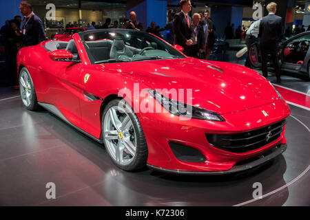 Frankfurt am Main, Deutschland. 13 Sep, 2017. Neue Ferrari Portofino Sportwagen auf der Frankfurter Automobilausstellung IAA 2017 präsentiert. Credit: JLBvdWOLF/Alamy leben Nachrichten Stockfoto