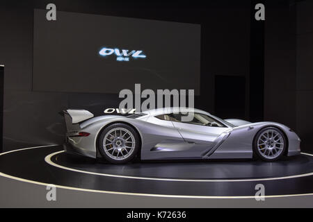 Frankfurt am Main, Deutschland. 14 Sep, 2017. aspark Eule. Impressionen von Tag 3 auf der 67. IAA in Frankfurt/Main am Dienstag, September 14th, 2017 Bild: Markus Wissmann/alamy leben Nachrichten Stockfoto