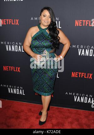 Los Angeles, Kalifornien, USA. September 2017. Jessica Juarez bei der Ankunft für NETFLIX'S AMERIKANISCHE VANDAL Premiere, ArcLight Hollywood, Los Angeles, CA 14. September 2017. Kredit: Dee Cercone/Everett Collection/Alamy Live News Stockfoto