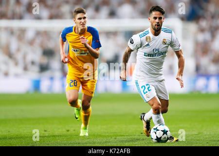 Madrid, Spanien. Credit: D. 13. Sep 2017. Isco (Real) Fußball: UEFA Champions League Gruppe H Übereinstimmung zwischen 3-0 Apoel FC Real Madrid im Santiago Bernabeu in Madrid, Spanien. Credit: D. Nakashima/LBA/Alamy leben Nachrichten Stockfoto