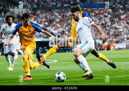 Madrid, Spanien. Credit: D. 13. Sep 2017. Isco (Real) Fußball: UEFA Champions League Gruppe H Übereinstimmung zwischen 3-0 Apoel FC Real Madrid im Santiago Bernabeu in Madrid, Spanien. Credit: D. Nakashima/LBA/Alamy leben Nachrichten Stockfoto