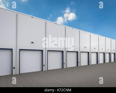 3D-rendering Lager außen mit Shutter Türen Stockfoto