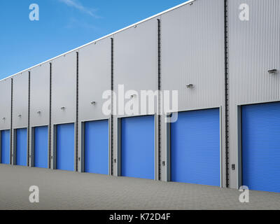 3D-rendering Lager außen mit Shutter Türen Stockfoto