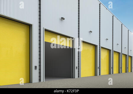 3D-rendering Lager außen mit Shutter Türen Stockfoto