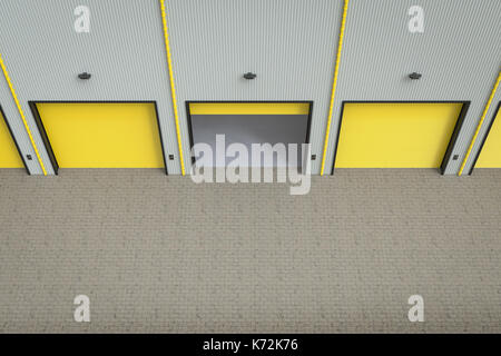 3D-rendering Lager außen mit Shutter Türen Stockfoto