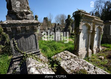 Frankreich, Franche-Comté, Besancon, Anne Frank Straße, Jüdischer Friedhof, alte Stelen Stockfoto