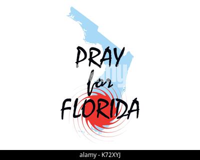 Beten Sie für Florida. Hurricane Irma, Naturkatastrophen. Vector Illustration Stock Vektor