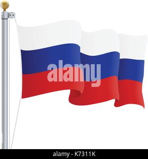 Russland Flagge schwenkten isoliert auf einem weißen Hintergrund. Vector Illustration. Stock Vektor