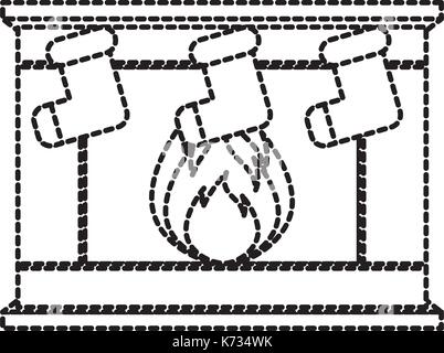 Stein Steine home Familie Kamin weihnachten Feuerstelle mit brennenden Feuer Stock Vektor