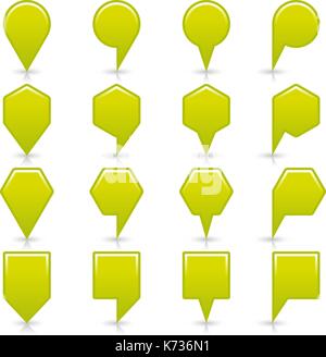 Flache grüne Farbe Karte pin anmelden Lage das Symbol mit dem grauen Schatten und Reflexen auf weißem Hintergrund. Web design Element speichern im Vektor illustrati Stock Vektor