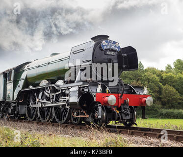 Der Flying Scotsman Dampflokomotive 60103 Blue Anchor, Somerset, England, UK. Stockfoto