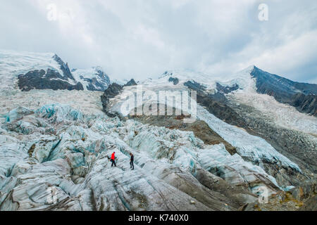 Mont Blanc Glacier des Bossons ans de Tacconaz von La Jonction, Chamonix Mont Blanc, Frankreich Stockfoto