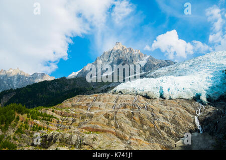 Ansicht des Glacier des Bossons, Chamonix Mont Blanc, Frankreich Stockfoto