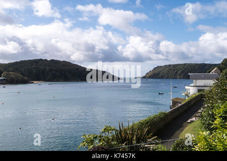 Blick auf das Meer von Salcombe Harbour in Kingsbridge Mündung in Devon, Großbritannien Stockfoto