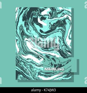 Marmoriert Grün und Blau abstrakt Hintergrund. Flüssige Marmor Muster. Vector Fluid Textur. Stock Vektor