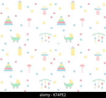Cute Baby Muster mit Spielzeug & Objekte Stock Vektor